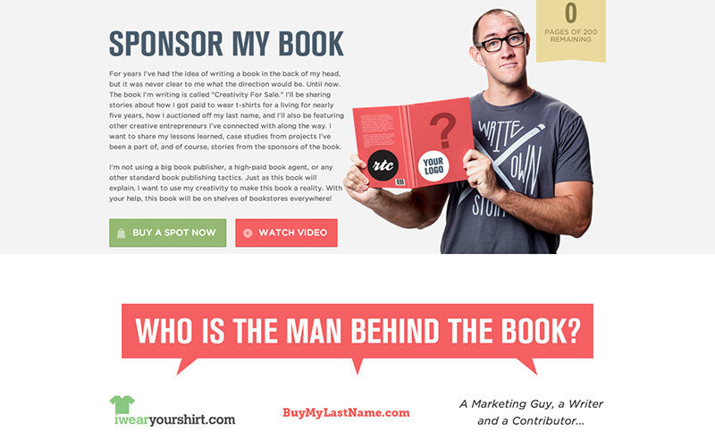 Sponsor My Book, ejemplo de idea creativa