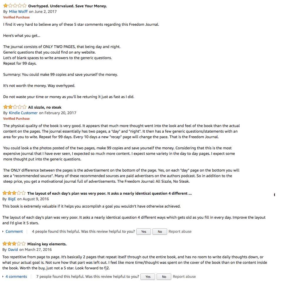 Freedom Journal: críticas negativas en Amazon